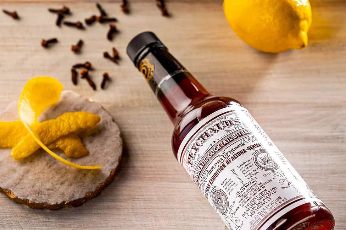 Bottle label or serving context: Aromatic Bitters, Three Pack